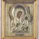 AN ICON SHOWING THE TIKHVINSKAYA MOTHER OF GOD WITH OKLAD WITHIN KYOT - photo 1