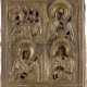 A QUADRI-PARTITE ICON SHOWING THE NATIVITY OF THE MOTHER OF GOD AND THREE IMAGES OF THE - photo 1