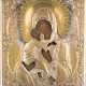 A LARGE ICON SHOWING THE VLADIMIRSKAYA MOTHER OF GOD WITH OKLAD - фото 1