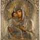 A SMALL ICON SHOWING THE VLADIMIRSKAYA MOTHER OF GOD WITH OKLAD - photo 1