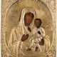 A SMALL ICON SHOWING THE TIKHVINSKAYA MOTHER OF GOD WITH OKLAD - photo 1