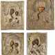 FOUR SMALL ICONS WITH OKLAD: ST. NICHOLAS OF MYRA AND PORTRAITS OF THE MOTHER OF GOD - photo 1