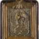 A SMALL ICON SHOWING THE IVERSKAYA MOTHER OF GOD WITH OKLAD WITHIN KYOT - фото 1