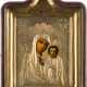 A SMALL ICON SHOWING THE KAZANSKAYA MOTHER OF GOD WITH OKLAD WITHIN KYOT - фото 1