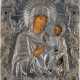 A FINE ICON SHOWING THE IVERSKAYA MOTHER OF GOD WITH A SILVER OKLAD - photo 1