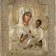 AN ICON SHOWING THE TIKHVINSKAYA MOTHER OF GOD WITH OKLAD - photo 1