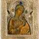 AN ICON SHOWING THE MOTHER OF GOD OF THE PASSION WITH A SILVER-GILT RIZA - photo 1