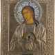AN ICON SHOWING THE MOTHER OF GOD 'HELPER IN BIRTH' WITH CLOISONNÉ ENAMEL OKLAD - photo 1