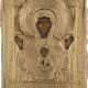 A SMALL ICON SHOWING THE MOTHER OF GOD OF THE SIGN WITH OKLAD - photo 1