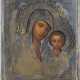 A SMALL ICON SHOWING THE KAZANSKAYA MOTHER OF GOD WITH A SILVER-GILT OKLAD - photo 1