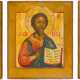 THREE ICONS FORMING A DEISIS: CHRIST PANTOKRATOR FLANKED BY THE MOTHER OF GOD AND ST. JOHN - фото 1