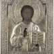 AN ICON SHOWING CHRIST PANTOKRATOR WITH OKLAD - фото 1