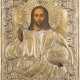 A SMALL ICON SHOWING CHRIST PANTOKRATOR WITH OKLAD - фото 1