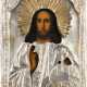 A SMALL ICON SHOWING CHRIST THE SAVIOUR WITH OKLAD - photo 1