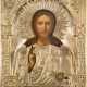 AN ICON SHOWING CHRIST PANTOKRATOR WITH OKLAD - фото 1