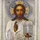 KLEINE IKONE MIT CHRISTUS PANTOKRATOR MIT VERMEIL- UND CLOISONNÉ-EMAIL-OKLAD - Foto 1