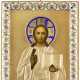 A MINIATURE ICON SHOWING CHRIST PANTOKRATOR WITH A SILVER-GILT AND CLOISONNÉ ENAMEL OKLAD - photo 1