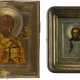 TWO ICONS WITH OKLAD: CHRIST PANTOKRATOR WITHIN KYOT AND ST. NICHOLAS OF MYRA - photo 1