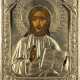 AN ICON SHOWING CHRIST PANTOKRATOR WITH OKLAD - photo 1
