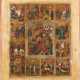 A LARGE ICON SHOWING THE RESURRECTION OF CHRIST AND THE DESCENT INTO HELL SURROUNDED BY - фото 1