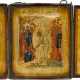 FEINES TRIPTYCHON MIT DER HADESFAHRT CHRISTI UND ZWEI SZENEN AUS DEM LEBEN DES HEILIGEN NIKOLAUS VON - Foto 1