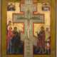 A LARGE STAUROTHEK ICON SHOWING THE CRUCIFIXION OF CHRIST, THE DEPOSITION AND ENTOMBMENT - photo 1