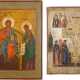TWO ICONS: A STAUROTHEK ICON SHOWING THE CRUCIFIXION AND THE DEISIS - фото 1