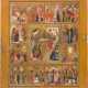 A SIGNED AND VERY LARGE ICON SHOWING THE RESURRECTION AND THE DESCENT INTO HELL SURROUNDED - photo 1