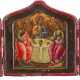 A SMALL TRIPTYCH SHOWING THE OLD TESTAMENT TRINITY FLANKED BY THE MOTHER OF GOD AND ST. - photo 1