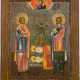 A LARGE ICON SHOWING STS. COSMAS AND DAMIAN - photo 1