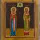 A SMALL ICON SHOWING STS. MEDOST AND VLASIY - PATRONS OF THE ANIMALS - photo 1