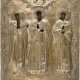 A LARGE ICON SHOWING THREE HIERARCHS OF ORTHODOXY WITH OKLAD - photo 1
