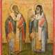 A SIGNED AND DATED ICON SHOWING STS. SPYRIDON AND DIONYSIOS - photo 1