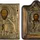 ZWEI IKONEN MIT OKLAD: CHRISTUS PANTOKRATOR IM KIOT UND HEILIGER NIKOLAUS VON MYRA - Foto 1