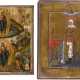 TWO SMALL ICONS SHOWING THE DESCENT INTO HELL AND THE RESURRECTION AND STS. YULITTA AND - photo 1