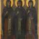 A LARGE ICON SHOWING THREE MARTYR SAINTS - photo 1