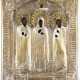 AN ICON SHOWING STS. SERGEY OF RADONEZH, NIPHONT AND KYRILL WITH OKLAD - photo 1