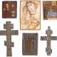 FOUR SMALL ICONS SHOWING THE MOTHER OF GOD AND STS. NIL STOLOBENSKIY AND THEODOSIUS, - photo 1