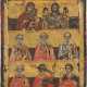 A FINE MULTI-PARTITE ICON SHOWING THE SWEET-KISSING MOTHER OF GOD, ST. JOHN THE FORERUNNER - photo 1