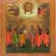 A LARGE ICON SHOWING THE MANDYLION, THE FOUR EVANGELISTS AND THE APOSTLES PETER AND PAUL - photo 1