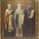 A VERY LARGE ICON SHOWING STS. NICHOLAS OF MYRA, METHOD AND KYRILL - photo 1
