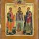 A FINE ICON SHOWING ST. SYMEON STYLITES FLANKED BY STS. COSMAS AND DAMIAN - photo 1