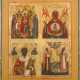 A QUADRI-PARTITE ICON SHOWING IMAGES OF THE MOTHER OF GOD AND SELECTED SAINTS - photo 1