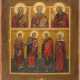 A QUADRI-PARTITE ICON SHOWING SELECTED SAINTS, STS. SAMON, GURIY, AVIV AND ANASTASIA AMONG - photo 1