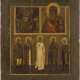 A THREE-PARTITE ICON SHOWING THE BEHEADING OF ST. JOHN THE FORERUNNER, THE VLADIMIRSKAYA - фото 1