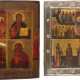 TWO MULTI-PARTITE ICONS SHOWING THE NATIVITY OF THE MOTHER OF GOD, CHRIST PANTOKRATOR, - photo 1