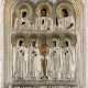 A TWO-PARTITE ICON SHOWING THE DEISIS AND FIVE SELECTED SAINTS WITH OKLAD - photo 1
