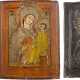 THREE ICONS SHOWING PORTRAITS OF THE MOTHER OF GOD AND CHRIST PANTOKRATOR WITH OKLAD - photo 1