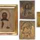 VIER KLEINE IKONEN: CHRISTUS PANTOKRATOR, DIE DREIHÄNDIGE GOTTESMUTTER UND HEILIGER MAKARIJ - Foto 1