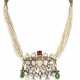 A PEARL AND DIAMOND-SET GOLD NECKLACE AND EARRINGS - фото 1